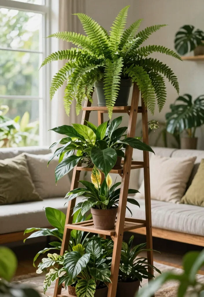 11 Best Ladder Plant Stand Ideas for a Vertical Garden 5. Indoor Jungle Haven 0