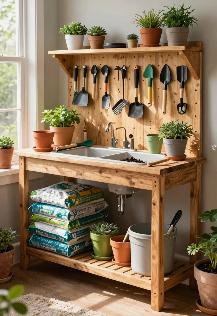 13 Functional Garden Potting Shed Ideas Plant Lovers Only 2. Multi Functional Potting Bench 0