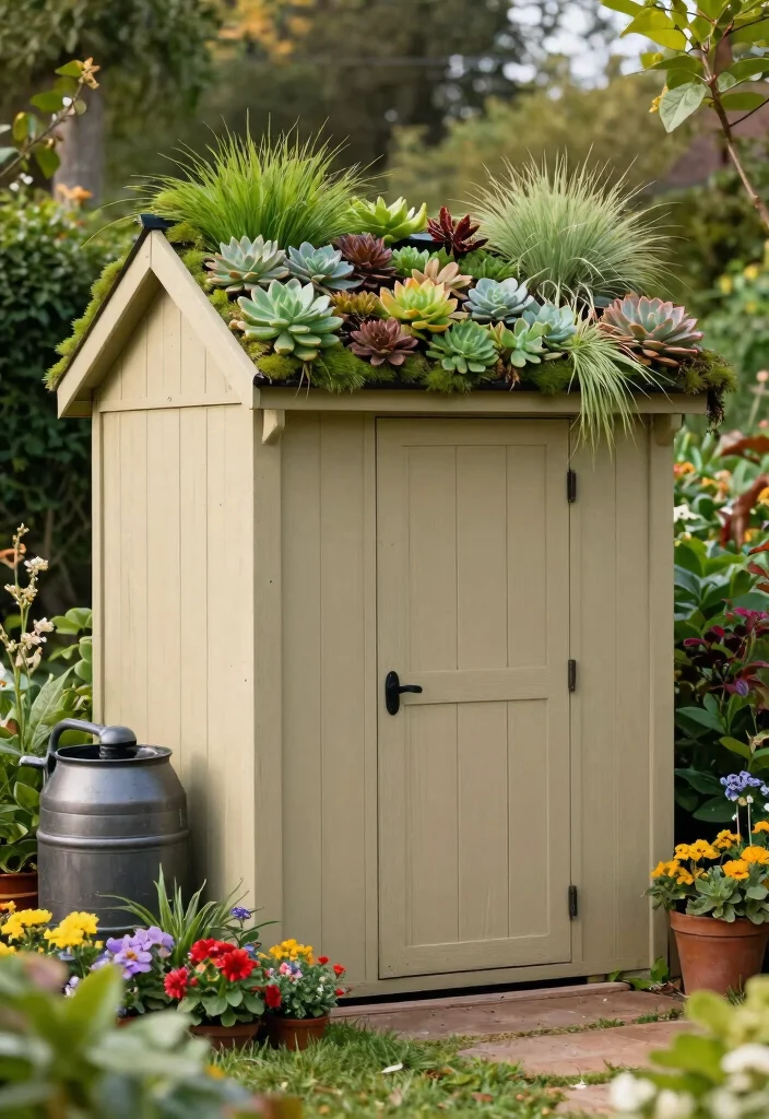 9 Space Saving Lean To Garden Shed Ideas for Small Yards 3. Lean To Shed with a Green Roof 0
