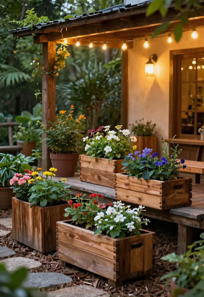10 Beautiful Outdoor Planter Ideas Patio Lovers Want 8. Rustic Wooden Planters 0