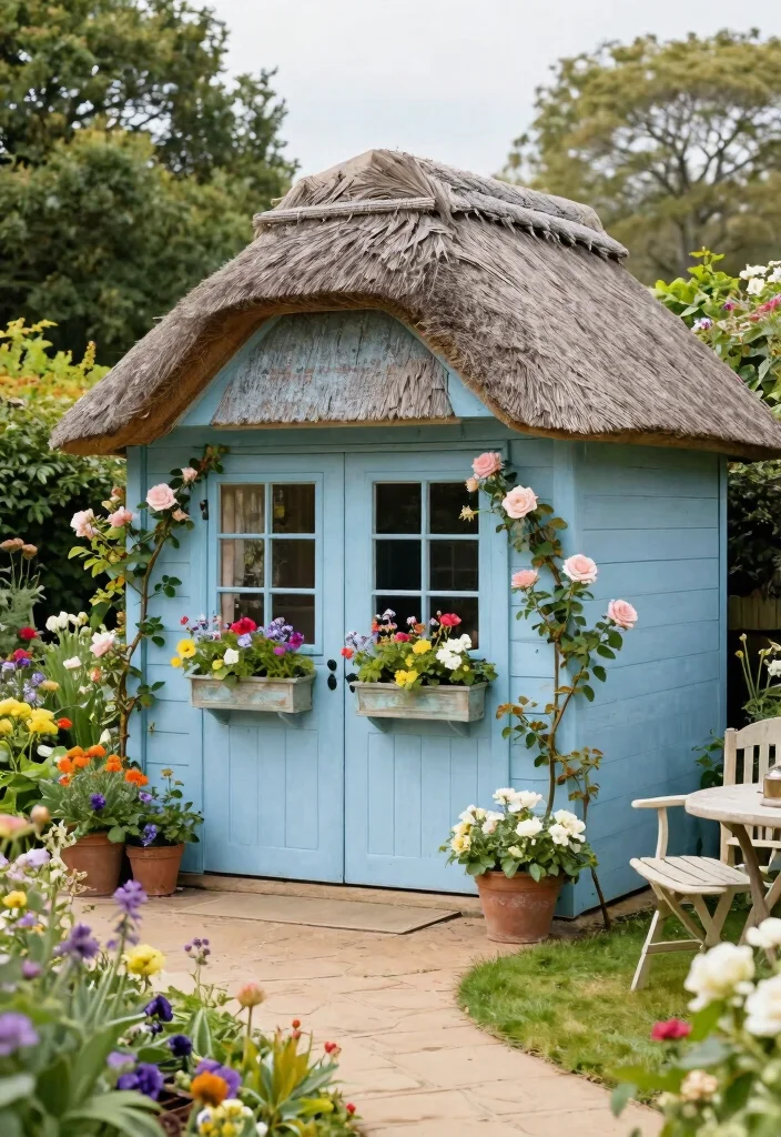 10 Best Garden Shed Exterior Ideas for Instant Curb Appeal 6. Charming Cottage Style 0