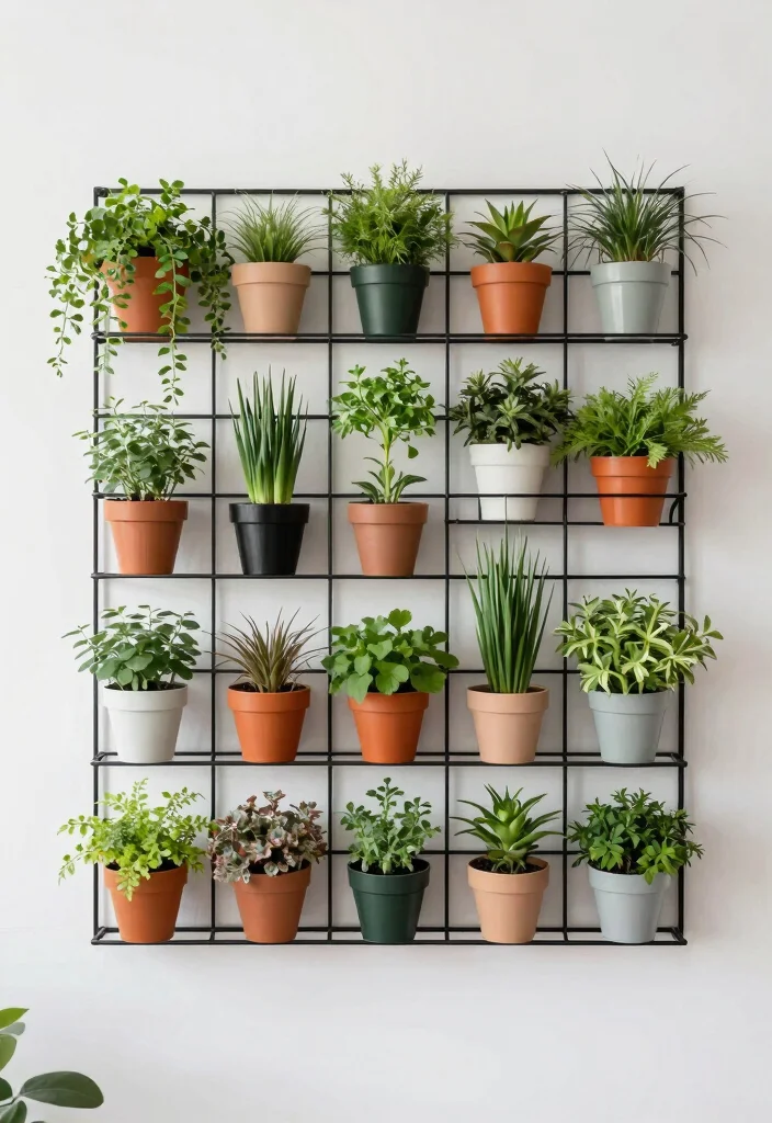 10 Best Plant Stand Display Concepts for a Greenhouse Look 4. Multi Pot Wall Grid for Urban Spaces 0