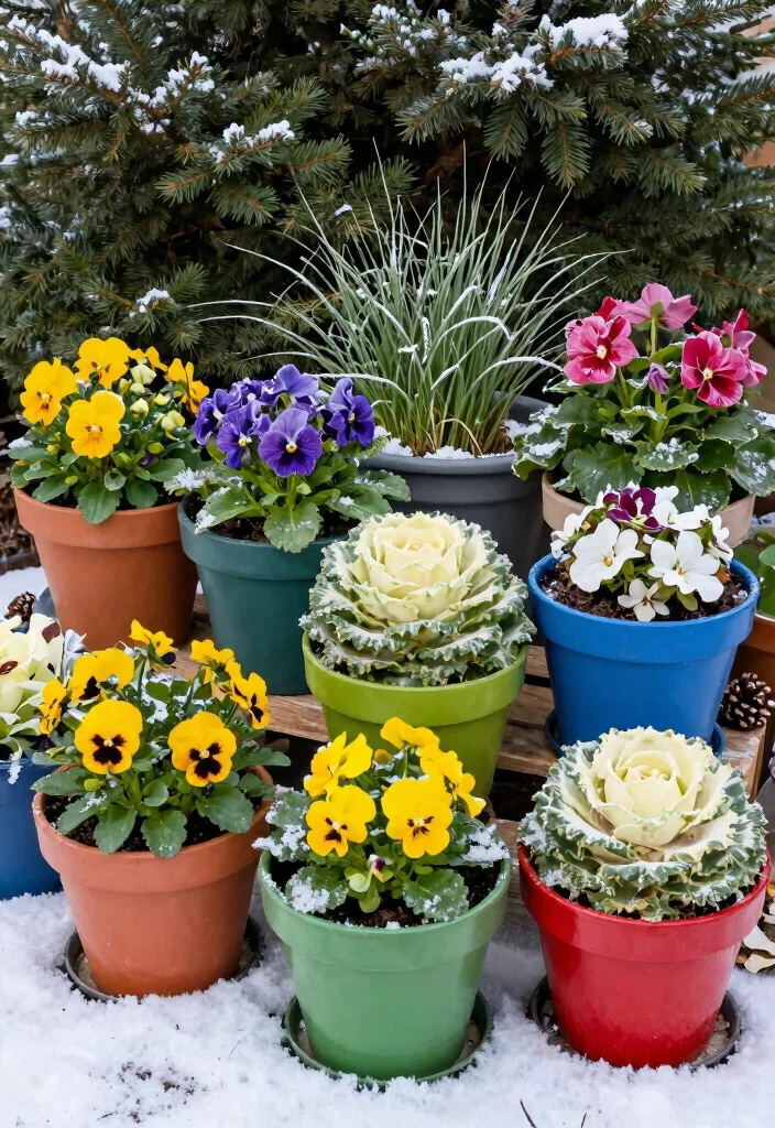 10 Best Winter Outdoor Planter Ideas That Stay Green 2. Container Gardens with Colorful Accents 0