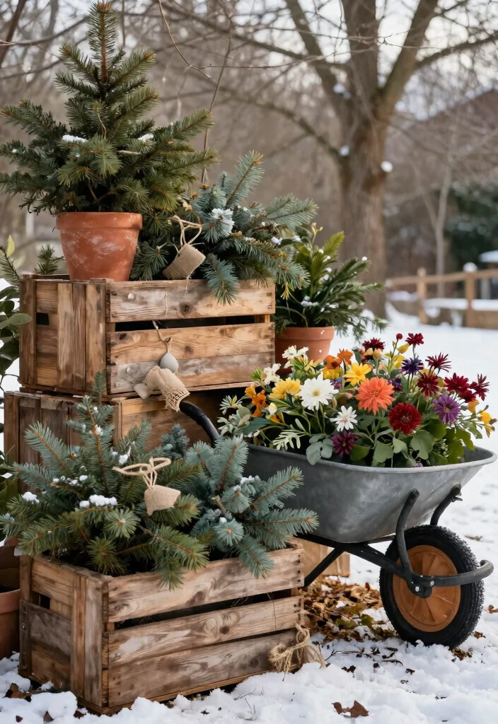 10 Best Winter Outdoor Planter Ideas That Stay Green 3. Rustic Charm with Natural Materials 0