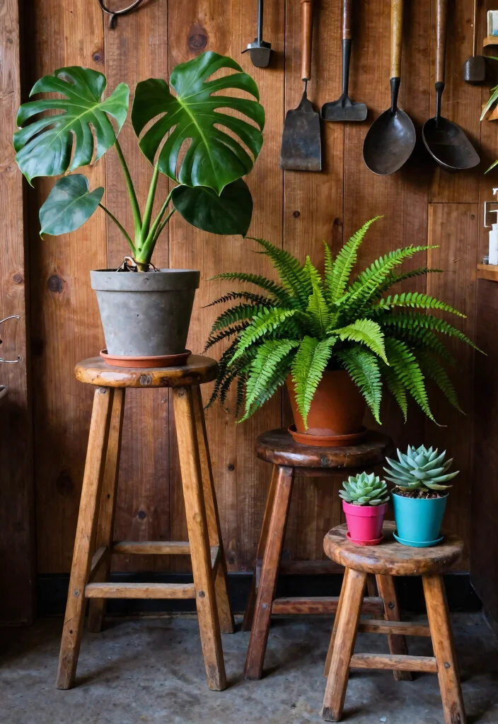 10 Charming Vintage Plant Stand Ideas Antique Flair 3. Vintage Stool Display 0