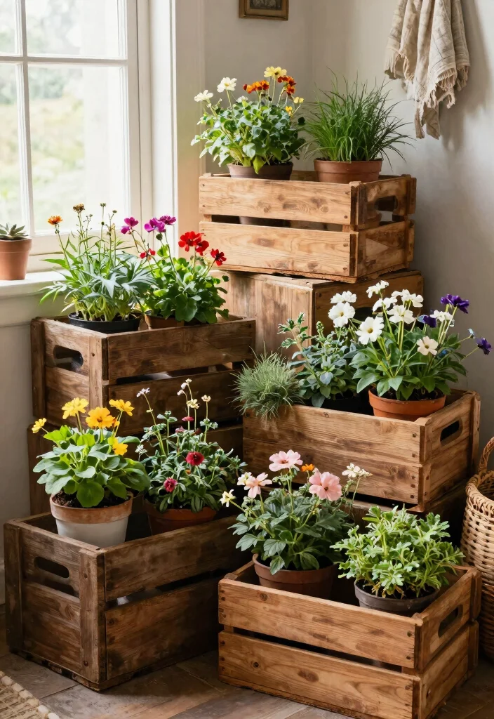 10 Charming Vintage Plant Stand Ideas Antique Flair 6. Vintage Crate Planter 0