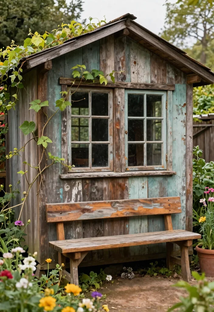 10 Cozy Country Garden Shed Ideas for a Rustic Home 1. Reclaimed Wood Wonderland 0
