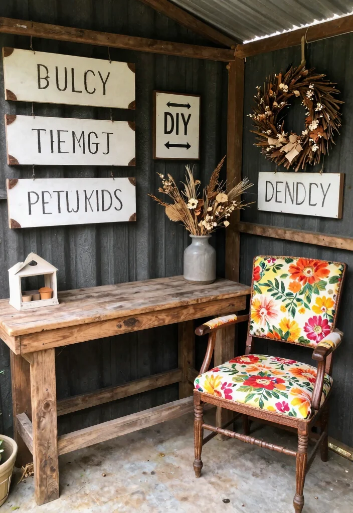 10 Cozy Country Garden Shed Ideas for a Rustic Home 5. Artisanal Touch with DIY Decor 0