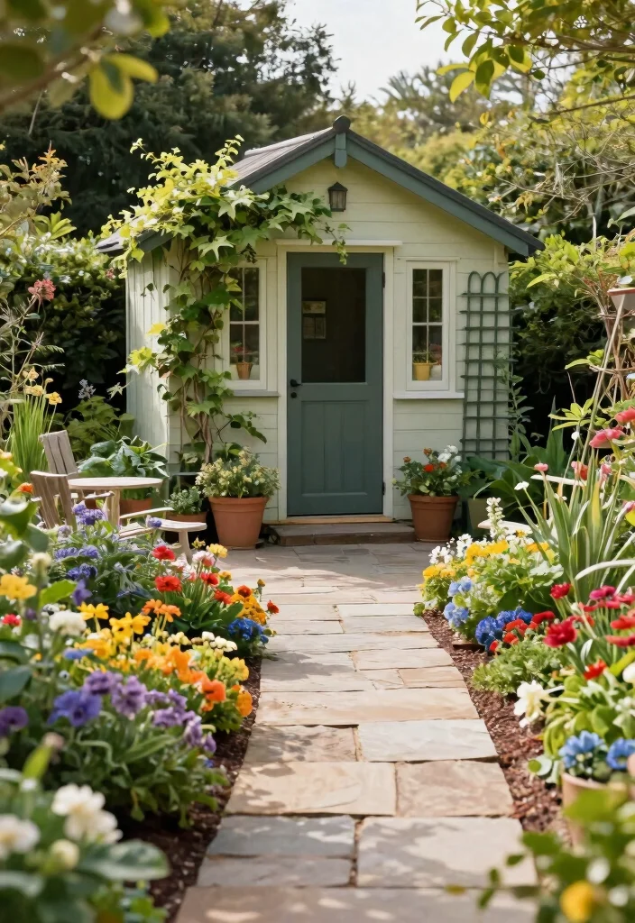 10 Cozy Country Garden Shed Ideas for a Rustic Home 9. Charming Shed Landscaping 0