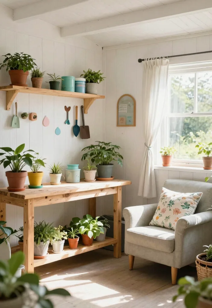 10 Creative Garden Shed Ideas Interior Designs Must See 2. Bright and Airy Whitewashed Retreat 0