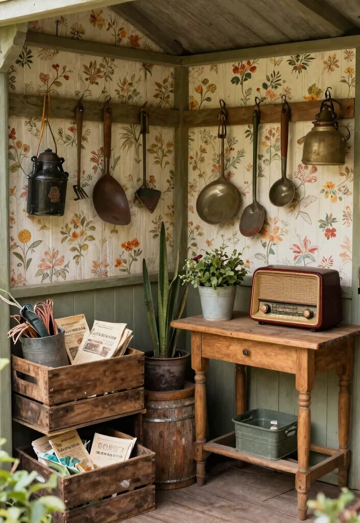10 Creative Garden Shed Ideas Interior Designs Must See 7. Themed Garden Shed Vintage Chic 0