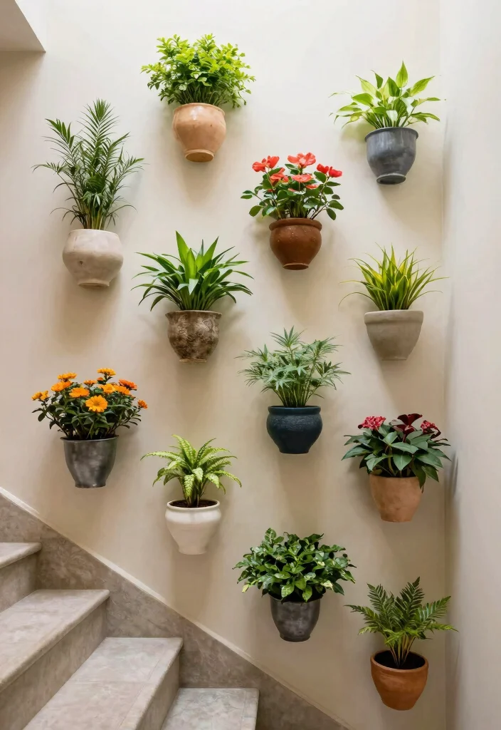 10 Creative Staircase Plant Stand Ideas for Decor 6. Artistic Wall Planters for a Unique Touch 0