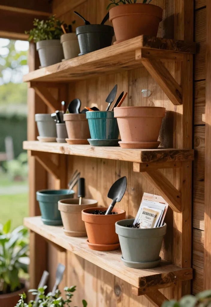 10 Durable Garden Shed Shelving Ideas for Maximum Storage 1. Wall Mounted Wooden Shelves 0