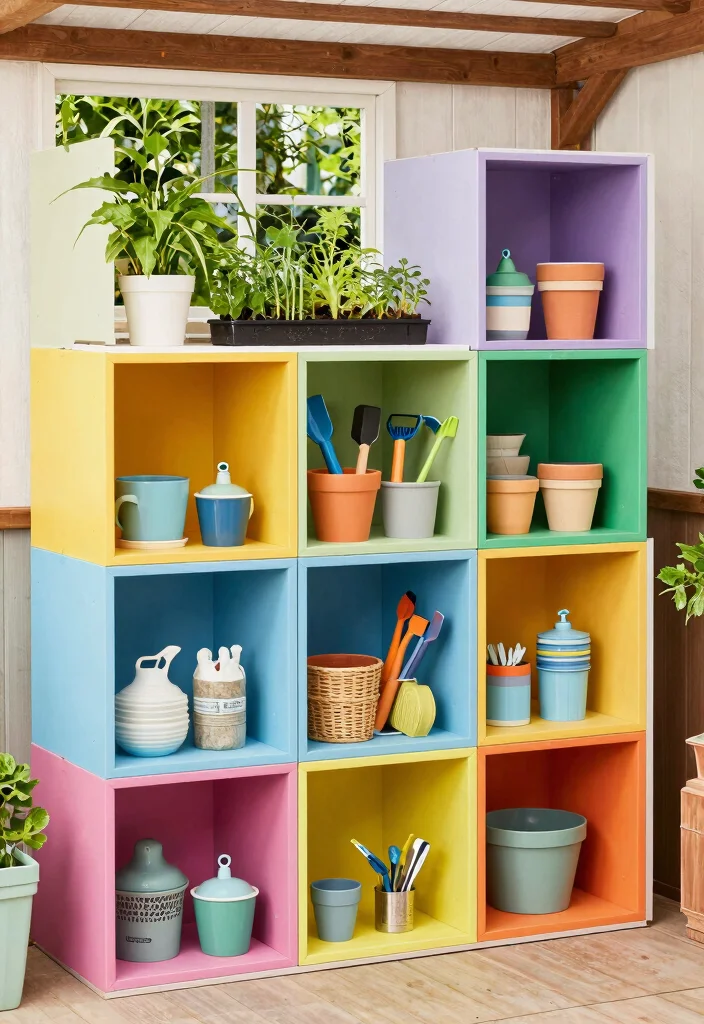 10 Durable Garden Shed Shelving Ideas for Maximum Storage 4. Modular Storage Cubes 0