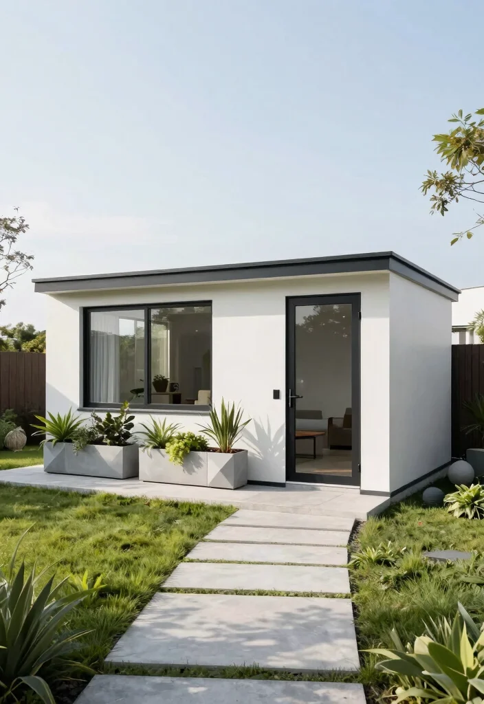 10 Elegant White Garden Shed Ideas for a Clean Look 2. Modern Minimalist Shed with Clean Lines 0