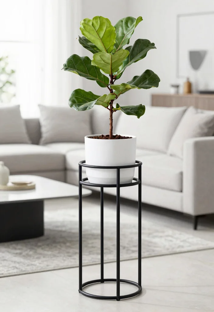 10 Grand Pedestal Plant Stand Ideas for Focal Points 1. Minimalist Metal Pedestal Stand 0