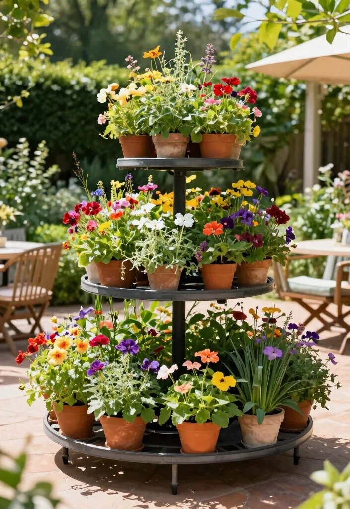 10 Grand Pedestal Plant Stand Ideas for Focal Points 10. Outdoor Rotating Plant Stand 0