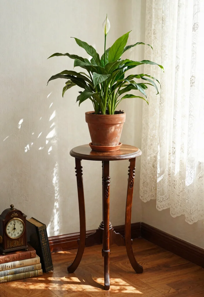 10 Grand Pedestal Plant Stand Ideas for Focal Points 2. Vintage Wooden Pedestal Stand 0