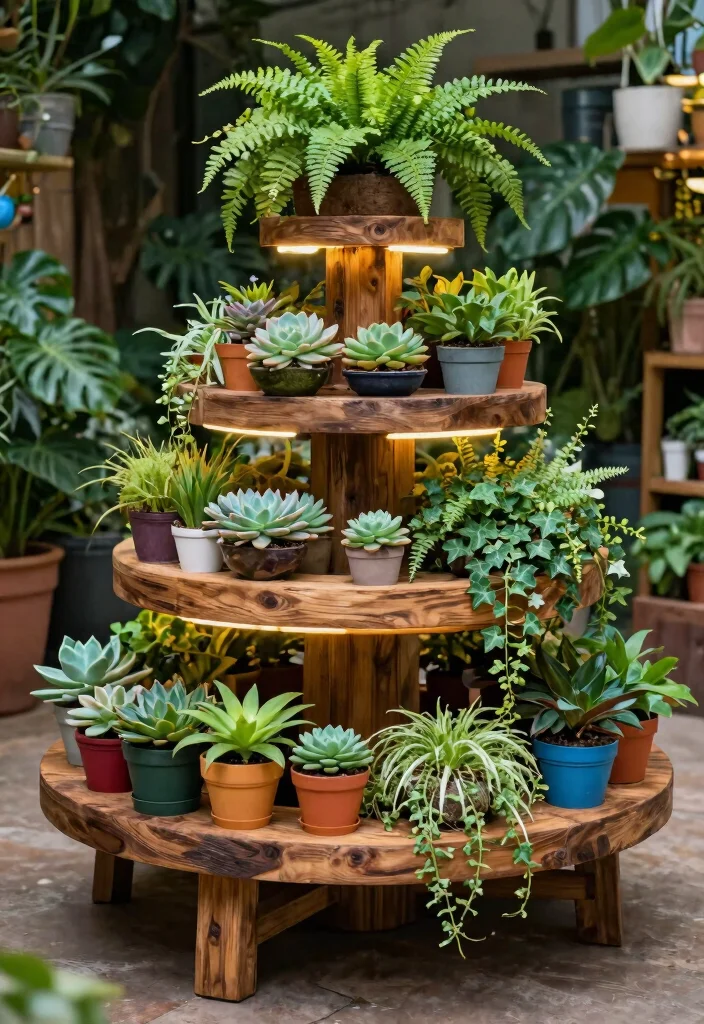 10 Grand Pedestal Plant Stand Ideas for Focal Points 3. Multi Tiered Pedestal Stand 0