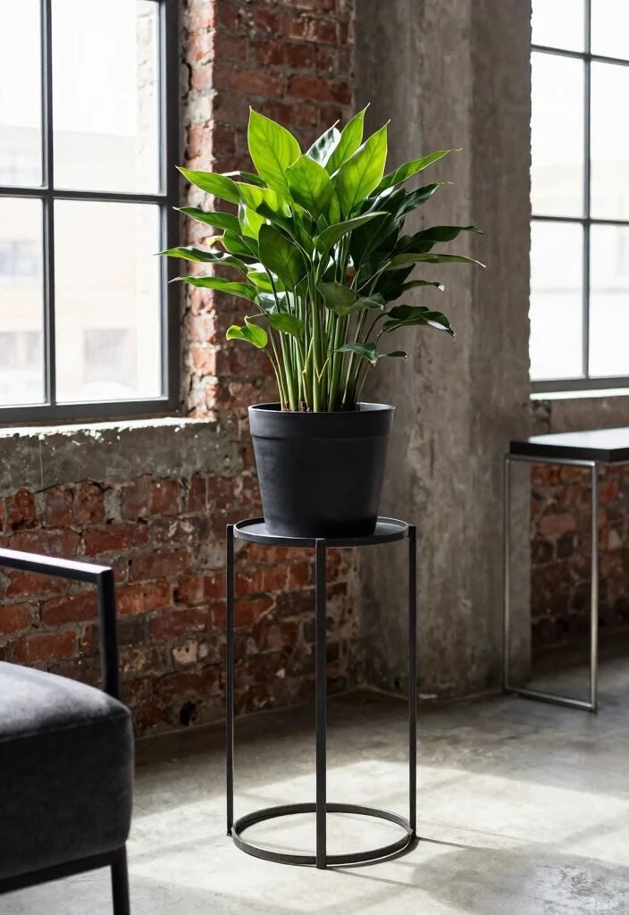 10 Grand Pedestal Plant Stand Ideas for Focal Points 8. Industrial Style Plant Stand 0