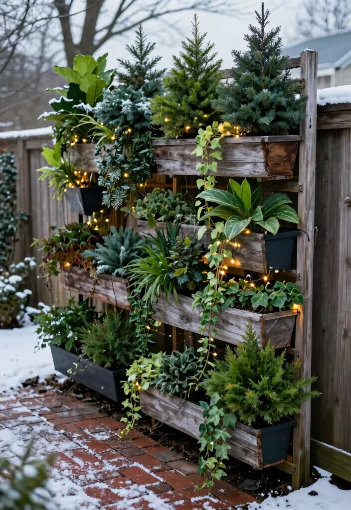 10 Lush Winter Outdoor Planter Ideas Evergreen Focus 2. Vertical Evergreen Gardens 0