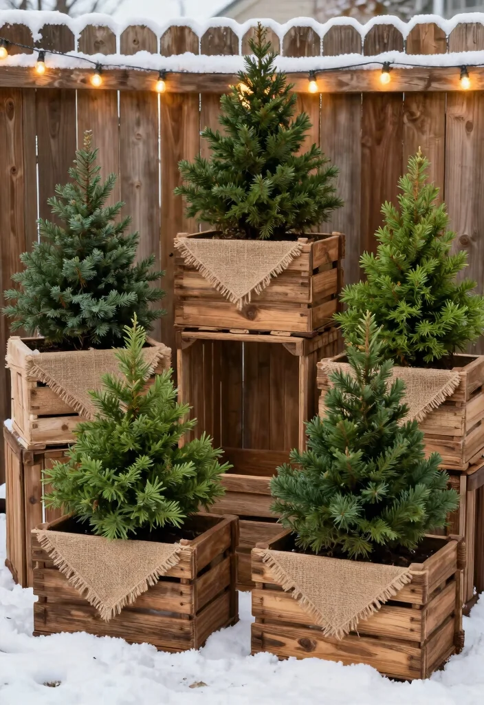 10 Lush Winter Outdoor Planter Ideas Evergreen Focus 3. Rustic Wooden Crate Planters 0