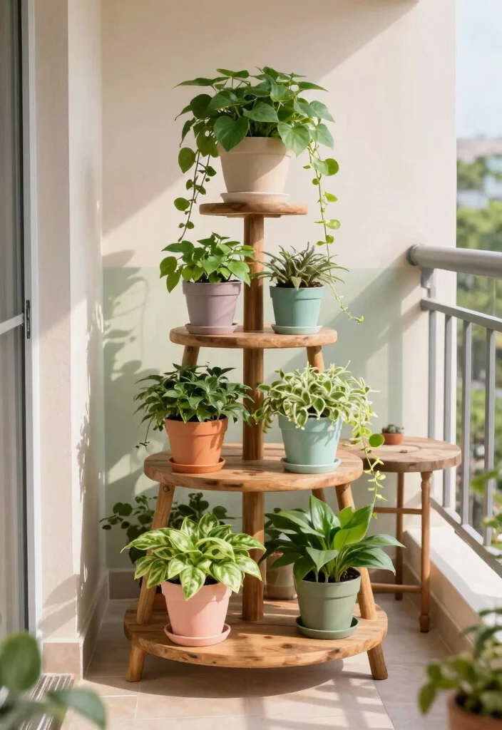 10 Modern Balcony Plant Stand Ideas for Small Apartments 1. Tiered Plant Stands for Vertical Appeal 0