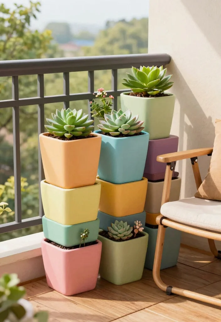 10 Modern Balcony Plant Stand Ideas for Small Apartments 3. Compact Stacking Planters for Versatile Display 0