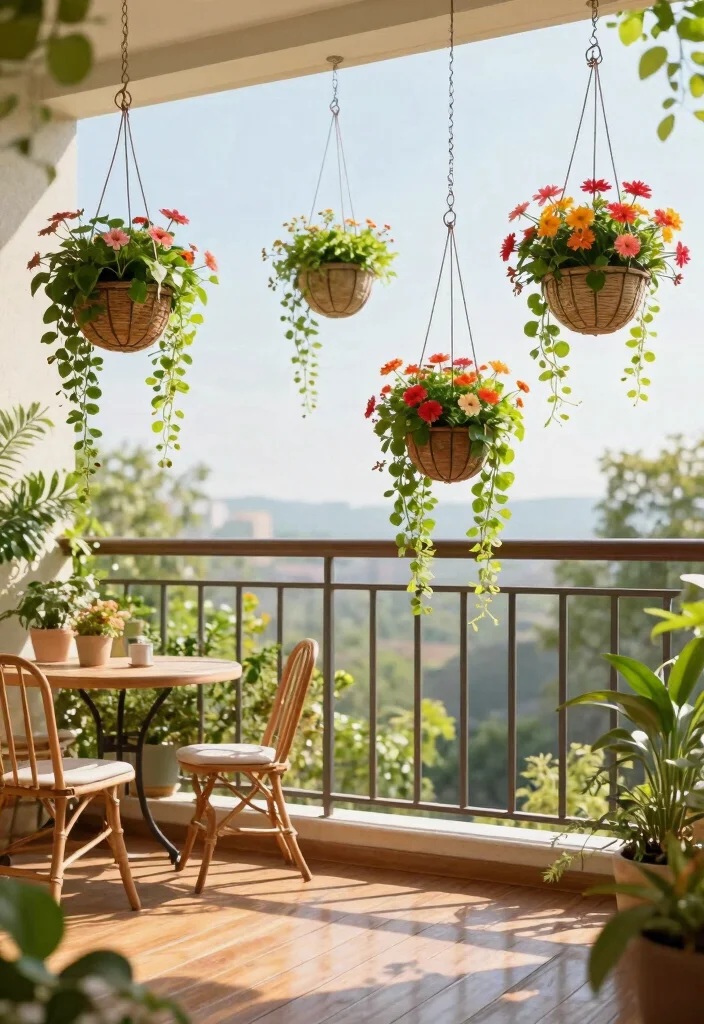 10 Modern Balcony Plant Stand Ideas for Small Apartments 4. Hanging Plant Baskets for Vertical Gardening 0