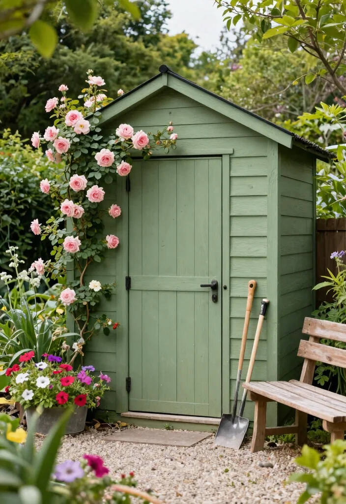 10 Modern Garden Shed Colours Ideas to Match Your Home 1. Sage Green Serenity 0