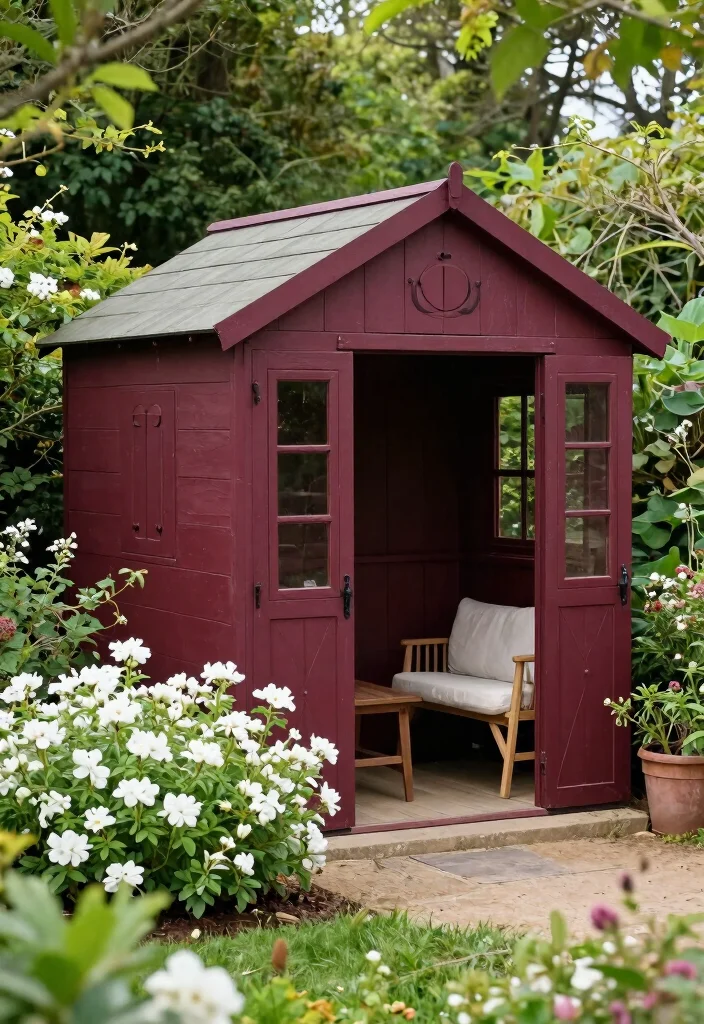 10 Modern Garden Shed Colours Ideas to Match Your Home 10. Majestic Burgundy 0
