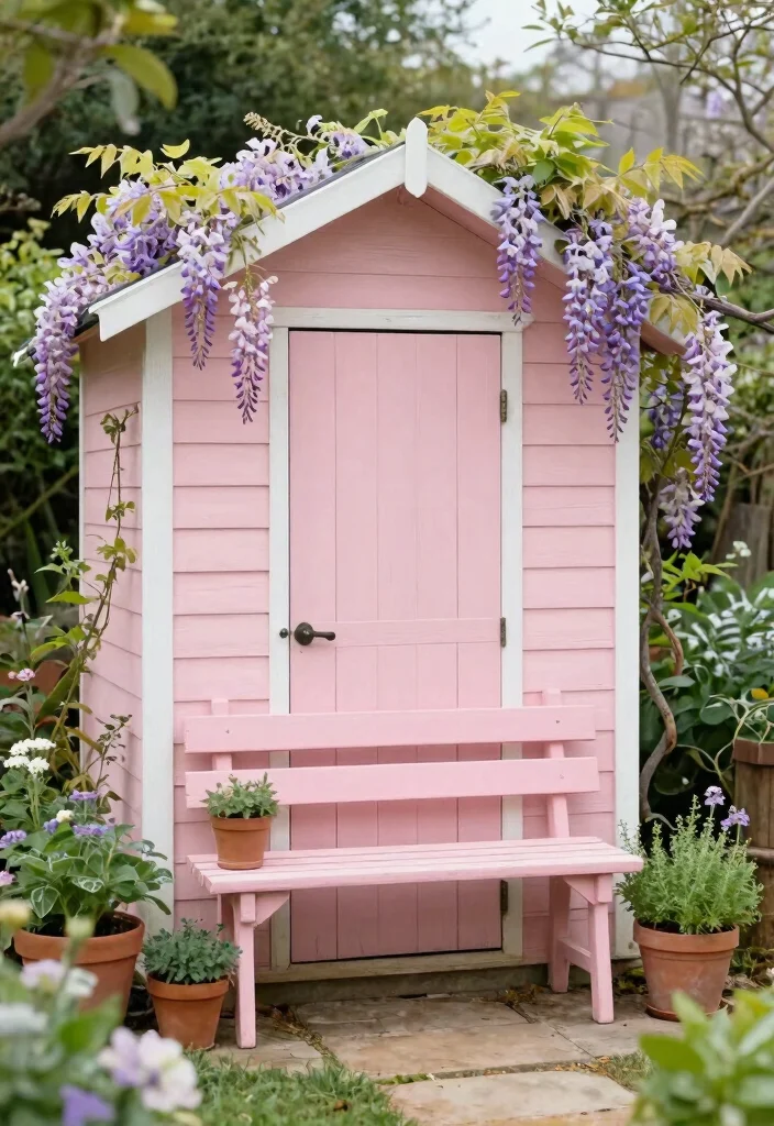 10 Modern Garden Shed Colours Ideas to Match Your Home 3. Soft Blush Beauty 0