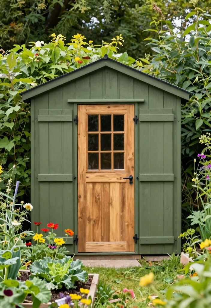 10 Modern Garden Shed Colours Ideas to Match Your Home 9. Earthy Olive Green 0
