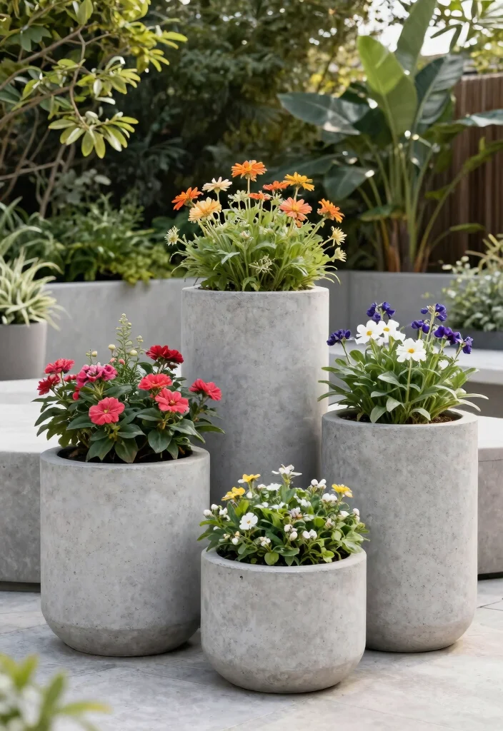 10 Modern Outdoor Planter Designs for a Polished Yard 1. Sleek Concrete Planters 0