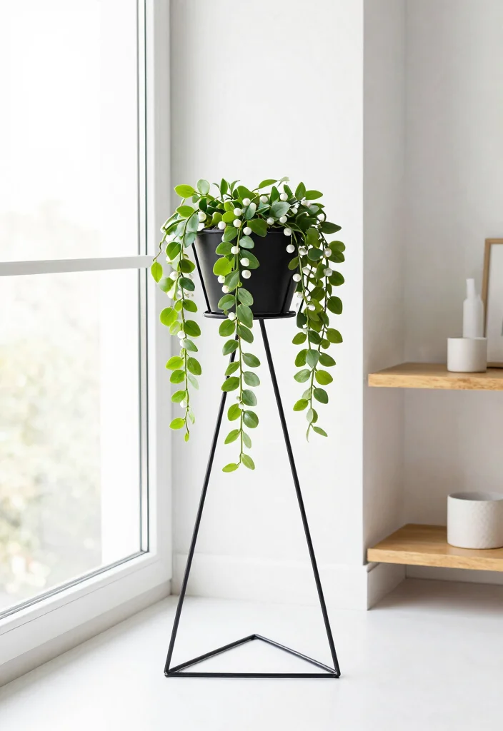 10 Modern Wire Plant Stand Ideas for Minimalist Homes 1. Geometric Elegance 0