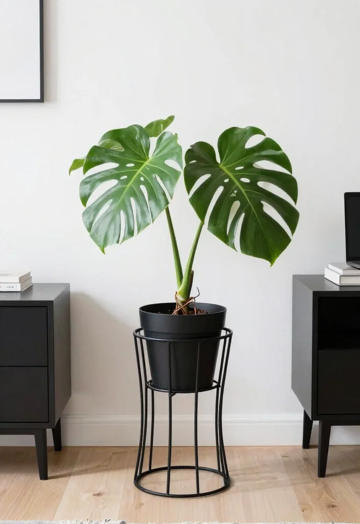 10 Modern Wire Plant Stand Ideas for Minimalist Homes 3. Minimalist Monochrome 0