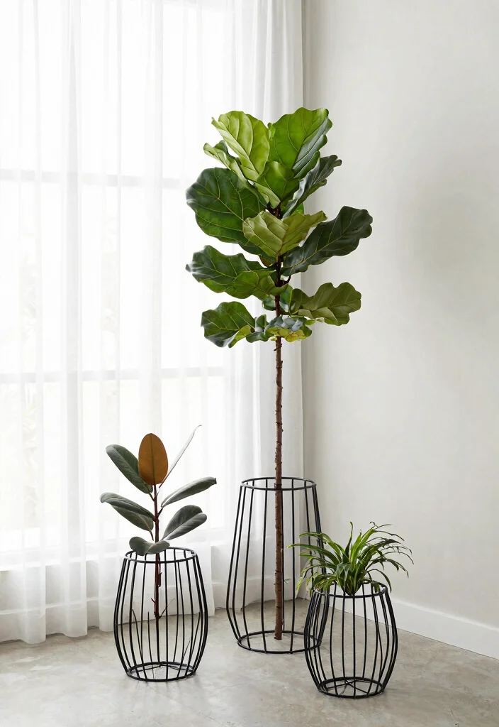 10 Modern Wire Plant Stand Ideas for Minimalist Homes 4. Elevated Heights 0