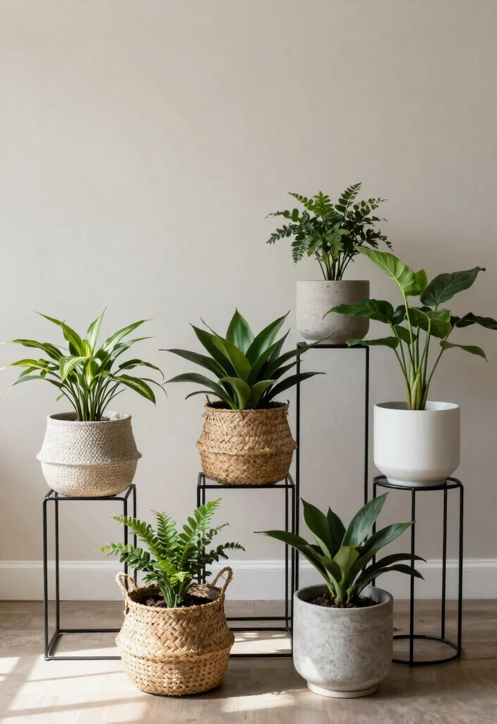 10 Modern Wire Plant Stand Ideas for Minimalist Homes 8. Layered Textures 0