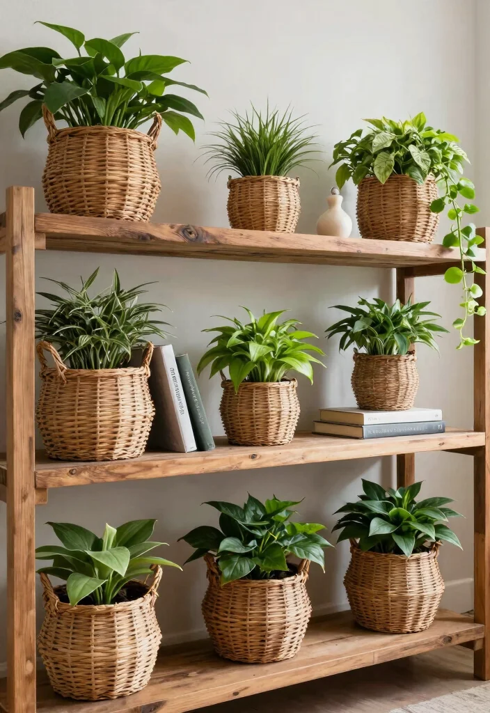 10 Natural Wicker Plant Stand Ideas for a Boho Vibe 3. Wicker Basket as a Plant Holder 0