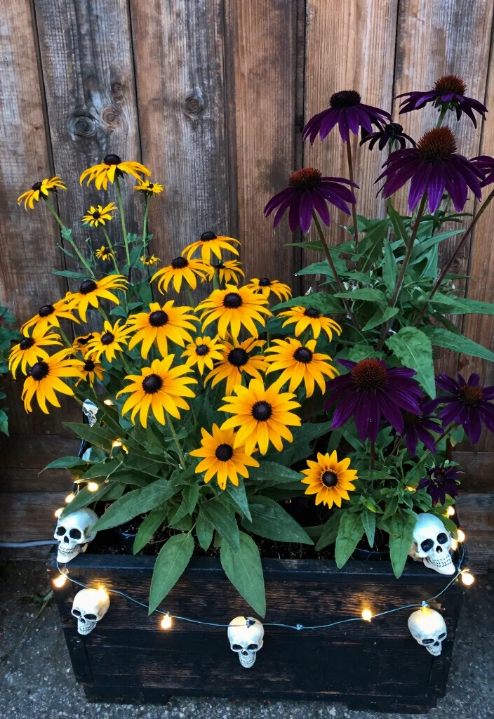 10 Spooky Outdoor Halloween Planter Ideas for Your Entrance 9. Witchy Wildflower Planters 0