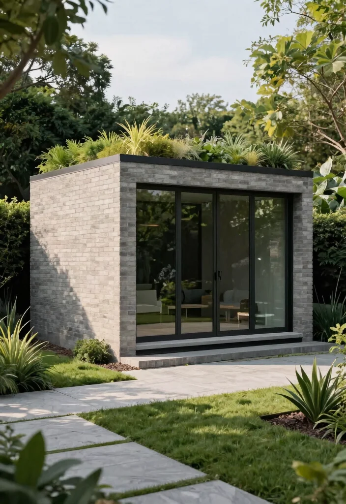 10 Sturdy Brick Garden Shed Ideas That Last a Lifetime 2. Modern Minimalist Brick Shed 0