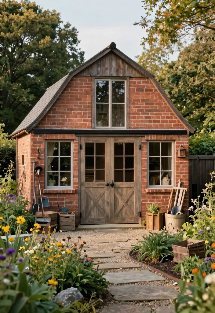 10 Sturdy Brick Garden Shed Ideas That Last a Lifetime 3. Classic Brick Barn Shed 0