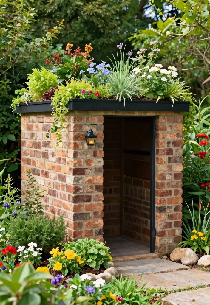 10 Sturdy Brick Garden Shed Ideas That Last a Lifetime 4. Eco Friendly Green Roof Shed 0