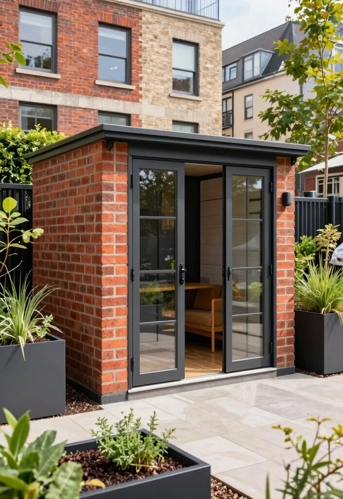 10 Sturdy Brick Garden Shed Ideas That Last a Lifetime 8. Urban Chic Brick Shed 0