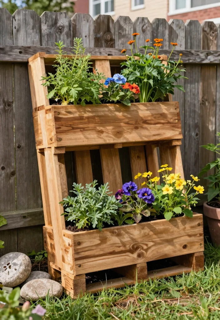 10 Warm Wood Planter Ideas for Outdoor Natural Aesthetic 7. Wooden Pallet Planters 0