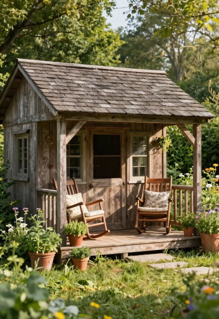 11 Beautiful Garden Shed with Porch Ideas Extra Comfort 1. Rustic Retreat 0