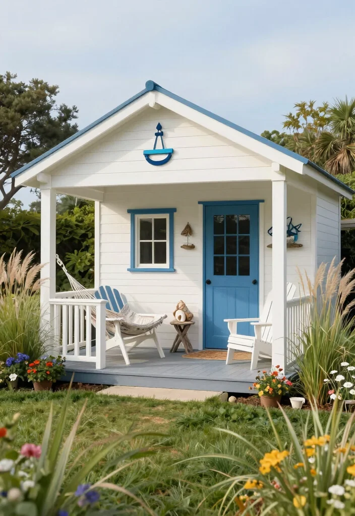 11 Beautiful Garden Shed with Porch Ideas Extra Comfort 5. Coastal Cottage 0