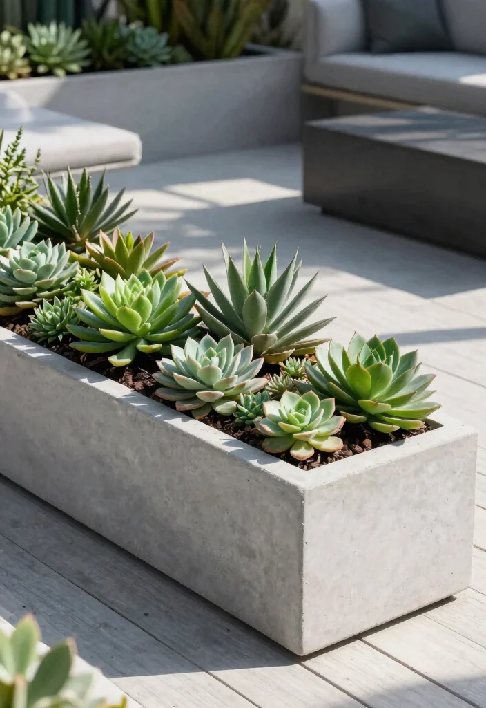 11 Best Outdoor Deck Planter Ideas for Summer Vibes 11. Minimalist Concrete Planters for a Modern Touch 0