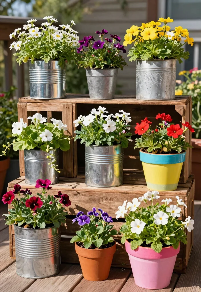 11 Best Outdoor Deck Planter Ideas for Summer Vibes 5. Recycled Planters for Eco Friendly Decor 0