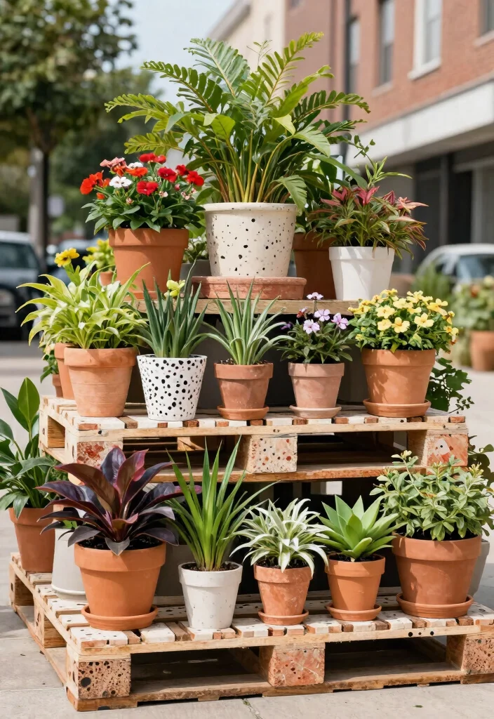 11 Best Outdoor Pallet Planter Ideas for Small Urban Spaces 11. Pallet Plant Terrazzo 0